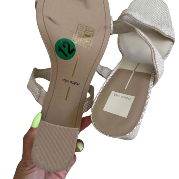 DOLCE VITA  Tan White Leather Double Strap Sandals Heels Size 12 NEW NWOB - Picture 8 of 9